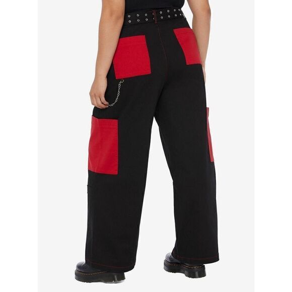Hot Topic Death Note Patch Chain Wide Leg Jeans size 3 NWOT Halloween - Picture 1 of 6